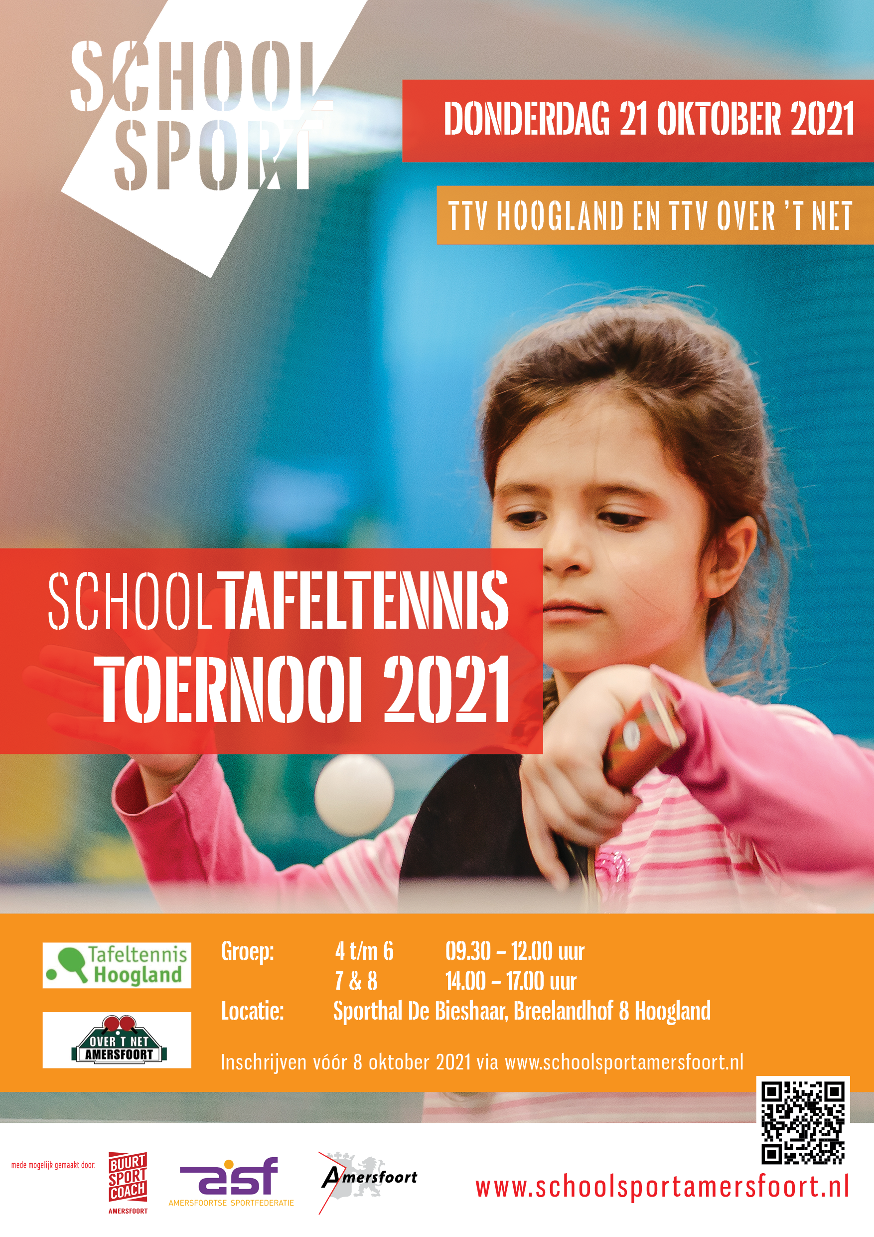Poster Tafeltennistoernooi groep 4 t/m 8